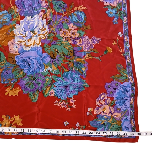 Vintage Liz Claiborne Floral 100% Silk Scarf - Picture 7 of 10